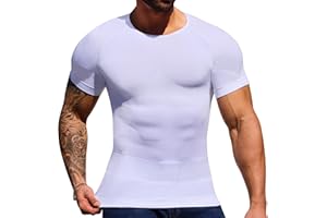 Gleefeat Mens Shapewear Body Shaper Slimming Mens Compression Shirt Tummy Control Undershirt Gynecomastia Abs Abdomen Tops