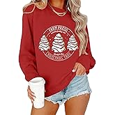 Dahuiya Christmas Sweatshirts For women Funny Christmas Sweater Cozy Holiday Graphic Tops