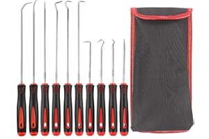 Hook and Pick Set for Automotive, 10 Pcs Lock Picking Tool Set Oil Seal Precision Puller with Long Handle for Auto O-Ring, Se