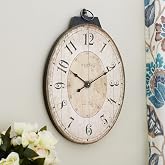 MODE HOME 24" H x 18" W Large French Country Oval Wall Clock for Living Room Decor, Rustic Farmhouse Wall Clock Decorative, Solid Wood Frame with Iron Hanging Ring, Silent Non-Ticking Battery Operated