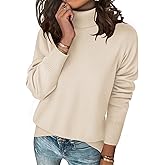 Zeagoo Women's Turtleneck Sweater Long Sleeve Spilt Hem Casual Knit Pullover Chunky Fall Winter Jumper Top 2026
