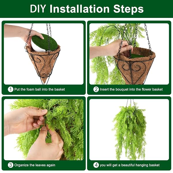 ZFPROCESS ARTIFICIAL FAUX HANGING PLANTS BASKET FOR SPRING OUTDOOR DECORATION, FAKE SEAWEED PLANT UV RESISTANT LOOK REAL FOR OUTSIDE PORCH HOME PATIO BALCONY YARD(GREEN)