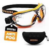 SPEXTRA Safety Goggles Anti-Fog Clear Lens, ANSI Z87.1 Impact Resistance, Non OTG, Lab Chemistry Goggles