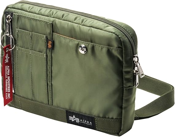 Amazon アルファインダストリーズ ショルダーバッグ サコッシュ ポケット充実 Ma 1生地 取り外し可能ベルト インナーケース カーキ 0 Bag130ka サンワダイレクト ショルダーバッグ