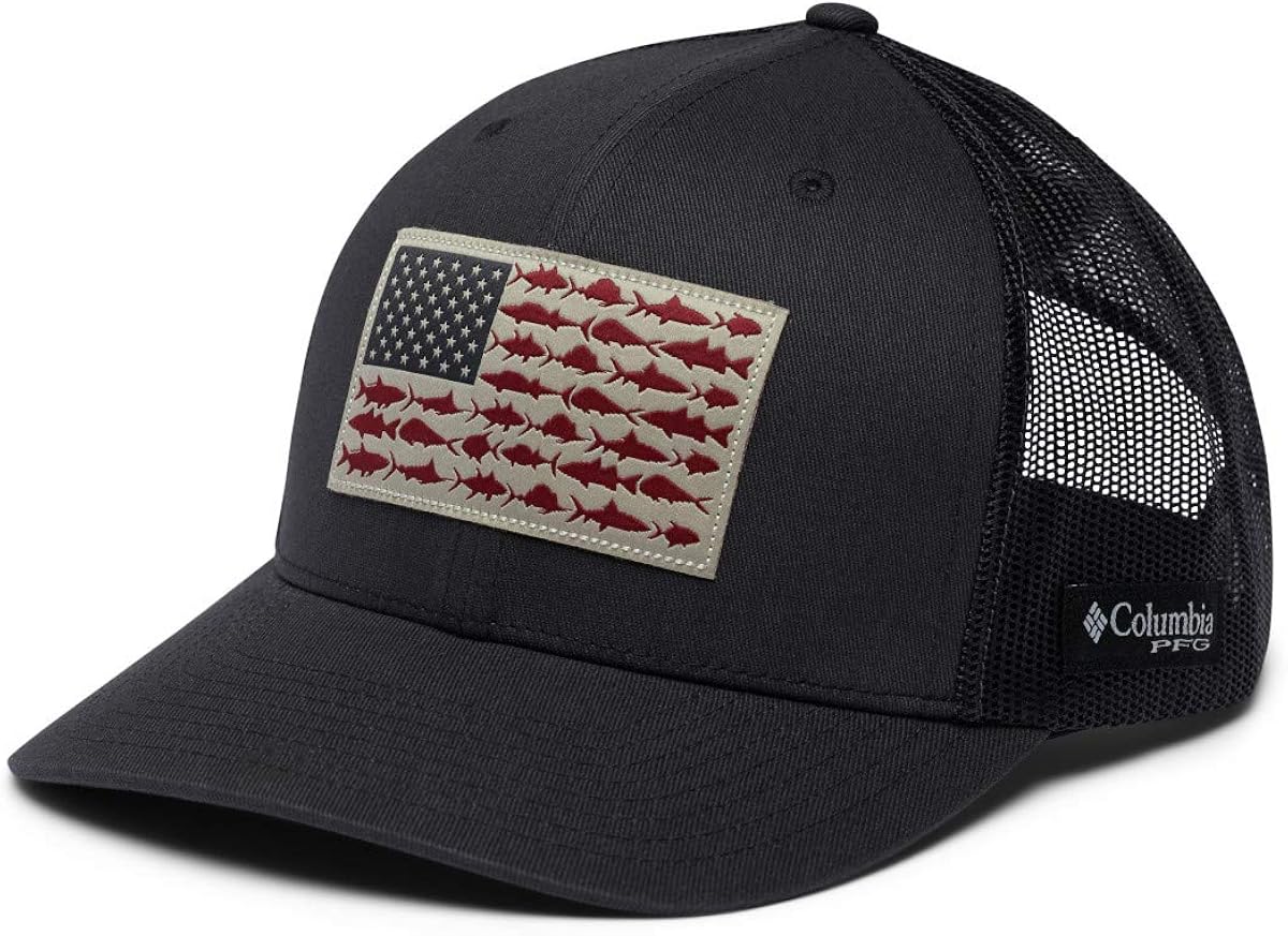 Columbia Unisex PFG Mesh Snap Back Fish Flag Ball Cap, Shark/Fish Flag, One Size: Clothing