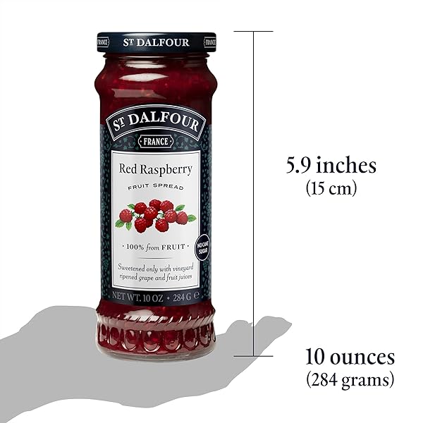 ST. DALFOUR RED RASPBERRY FRUIT SPREAD – 10OZ – 100% FROM FRUIT, NO ARTIFICIAL INGREDIENTS, NON-GMO, NO CANE SUGARS, ALL NATURAL, MADE IN FRANCE