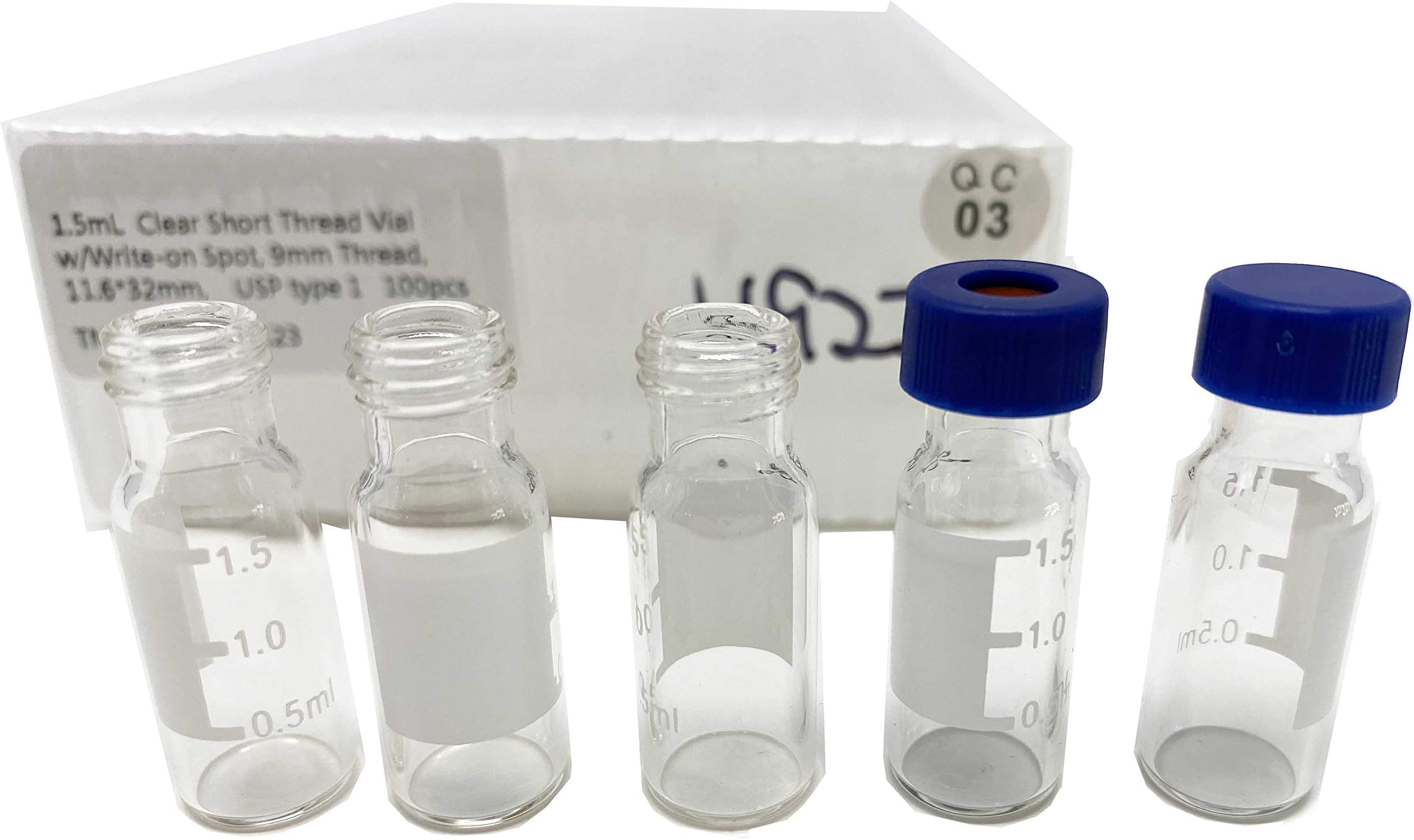 1.5mL 9mm Screw Vial w/Write-on Spot, 11.632mm, 5.0 Type, 100pcs (Clear w/Write on spot)