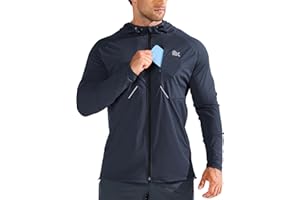 BROKIG Mens StealthZip Lightweight Running Jackets, Full Zip Workout Hoodie Track Windbreaker Athletic Gym Sweatshirts