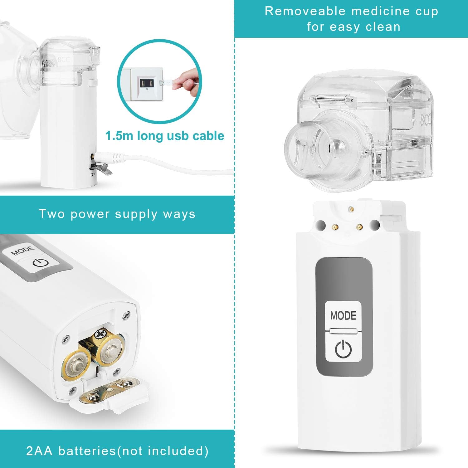 MAYLUCK Handheld Mesh Atomizer Nebulizer, Portable Nebulizer Machine for Home Daily Use, Ultrasonic Nebulizer Personal Steamer Inhalers for Breathing Problems: Health & Personal Care