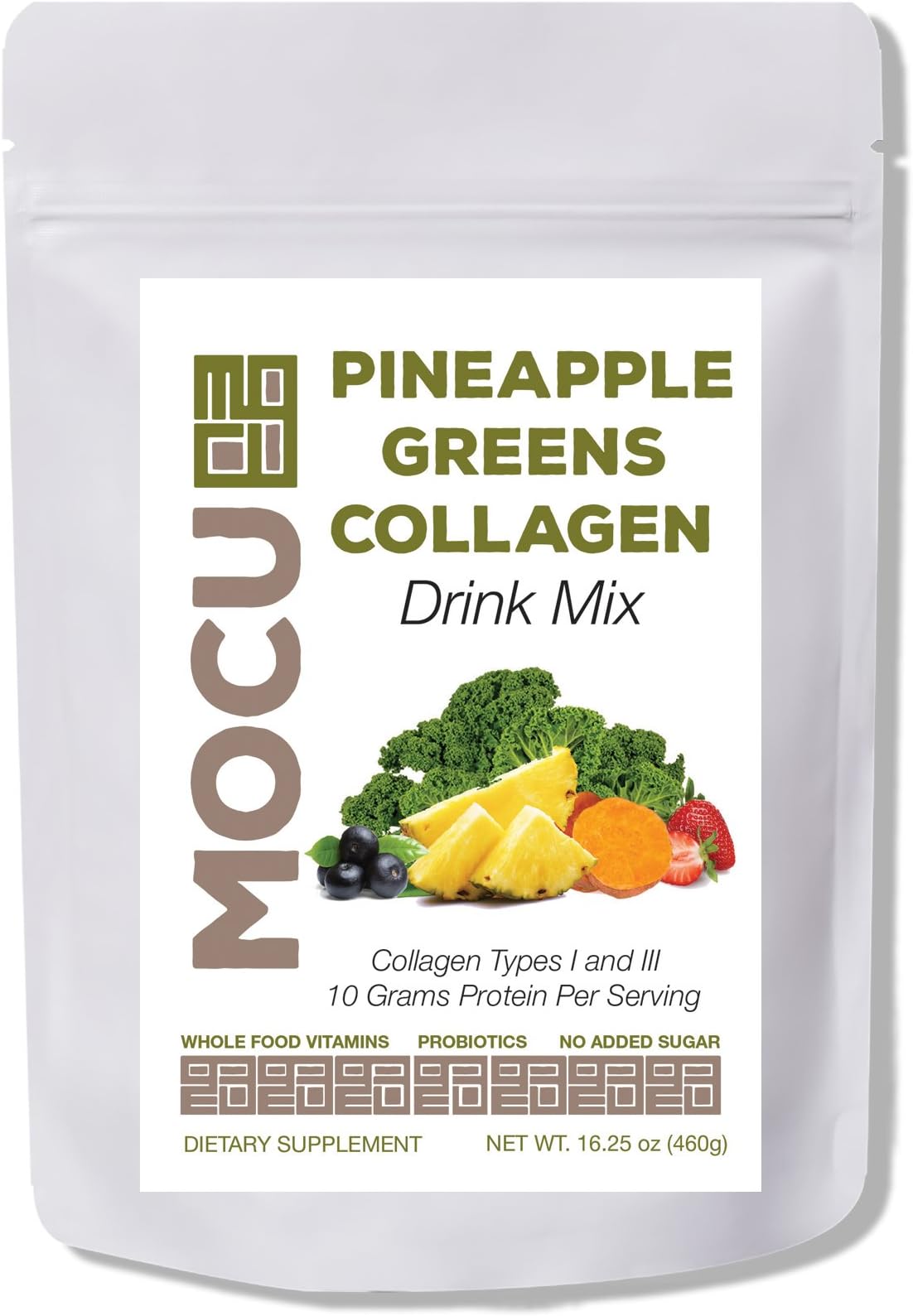 MOCU Pineapple Greens Collagen Drink Mix, 460 Gram