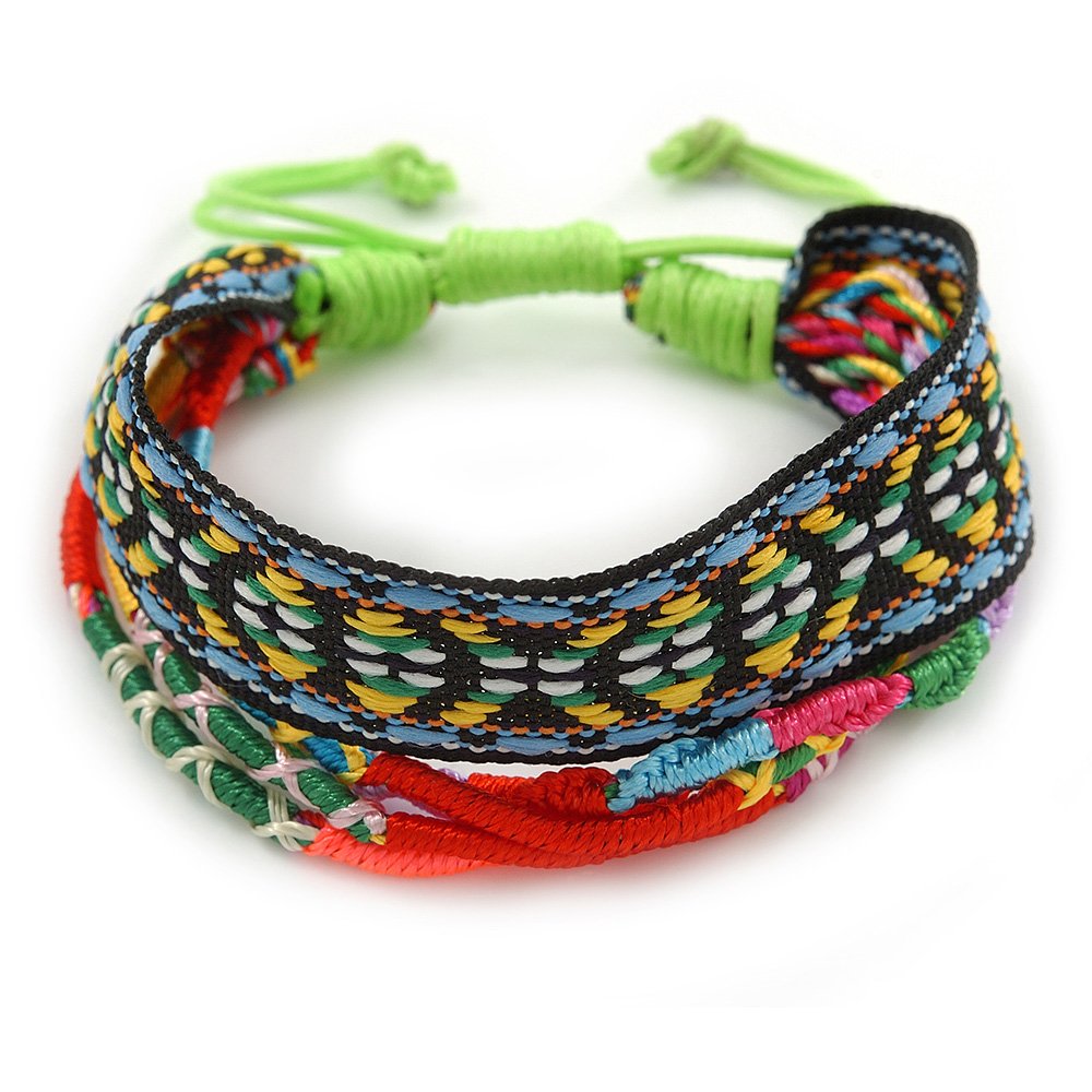Avalaya Unisex Handmade Multicoloured Cotton Woven Friendship Bracelet - Adjustable