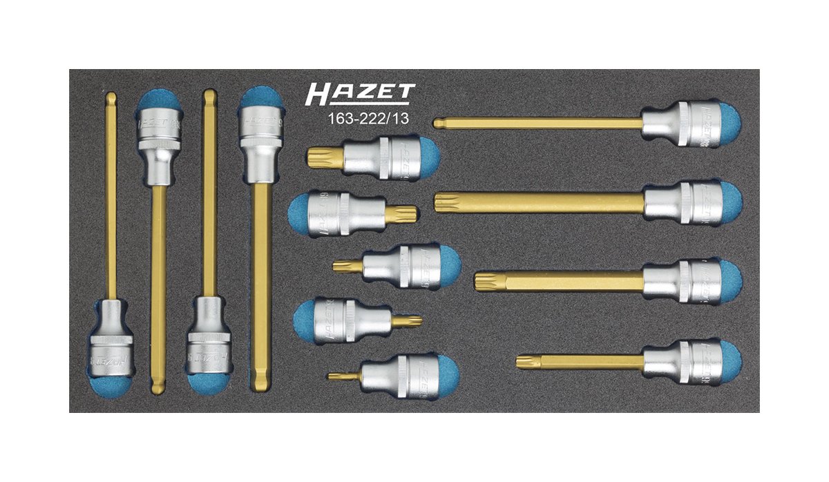 HAZET 163-222/13 Internal Serration Profile XZN Screwdriver Socket Set - CVD-Tin Coated