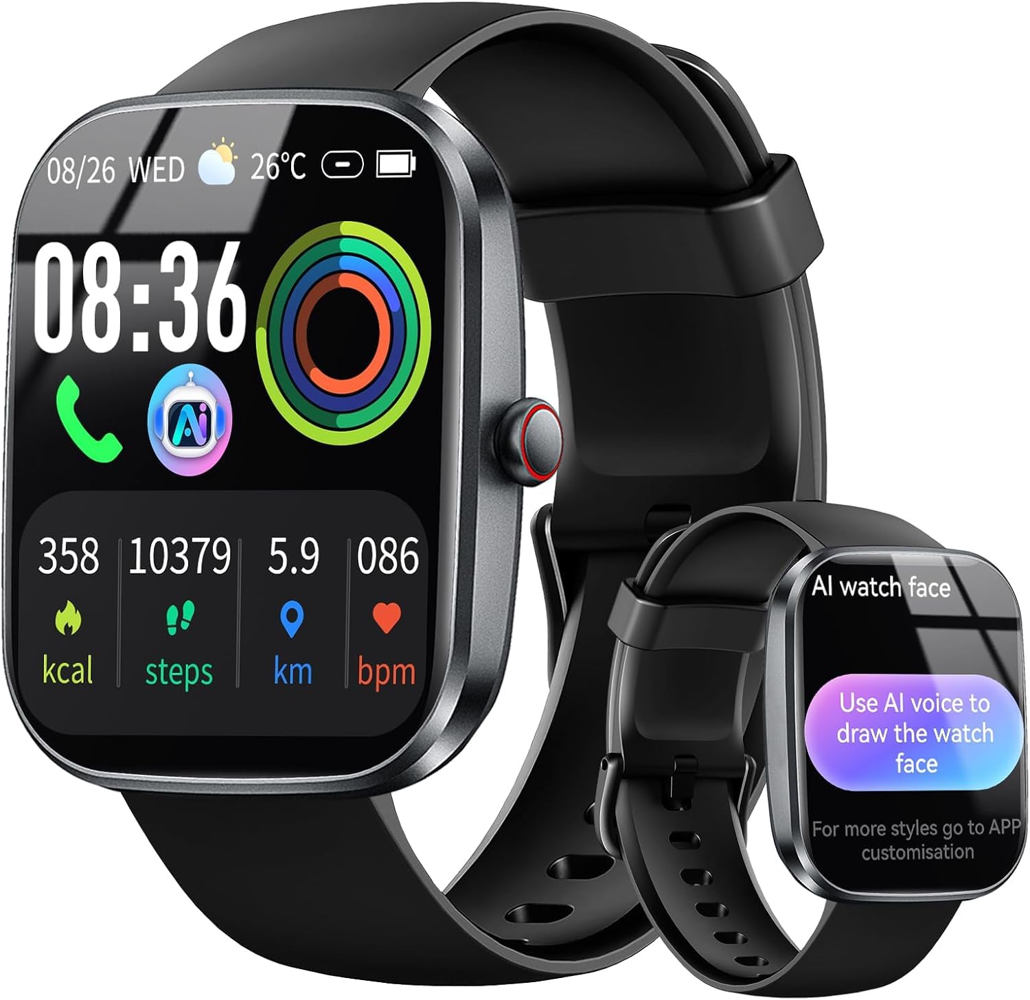 uaue AI Smartwatch Herren Damen, 1.91