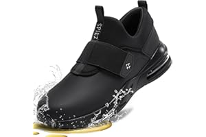 SPIEZ SPlEZ Waterproof Work Shoes for Men & Women, Non-Slip, Oil-Resistant Slip-On Chef Sneakers for Kitchen & Food Service, Black (4.5-13.5)