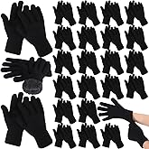 Panitay 24 Pairs Winter Wool Knit Fleece Lined Gloves Adult Winter Knitted Wool Stretchy Gloves Full Fingers for Cold Weather Men Women