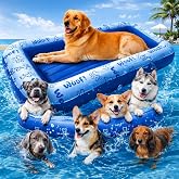 Schwimmer Dog Pool Float &ndash; Premium Pool Float for Large Dogs up to 220lbs &ndash; Durable &amp; Inflatable Dog Raft for Pool, Lake &amp; Beach &ndash; Comfortable &amp; Safe Floating Mat for Summer Fun - Dog Floatie