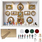 Mini Museum Kit with LED Lights | DIY Holiday Mini Museum Display Case | Gold Frames Memory Box Anniversary Wedding | Festive Silhouette Collage Decor (B Style)