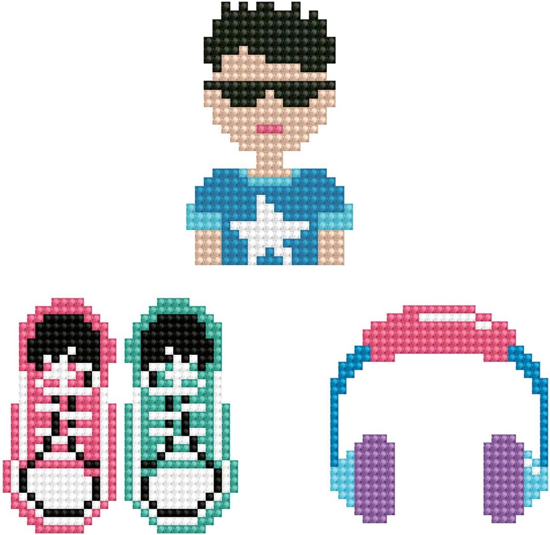 DIAMOND DOTZ ies Set Cool Boy, 3 Glittering Stickers to Design and Decorate, Ideal for Children and Beginners Vinyl, Multicoloured