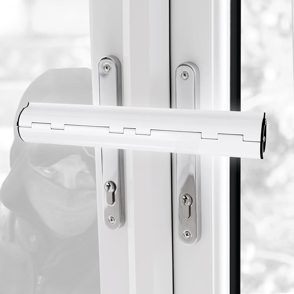 HomeSecure Double Door Handle Security Lock White No Drill
