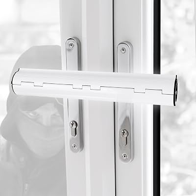 HomeSecure Double Door Handle Security Lock White No Drill