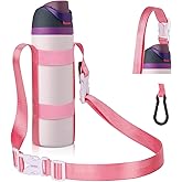 Water Bottle Holder Strap, for Owala Hydro Flask IRON °FLASK 16oz/24oz/32oz/64 oz Universal Water Bottles, with Carabiner，Phone Wrist Strap & Tether Tab, Hand Free for Hiking Travelling Camping