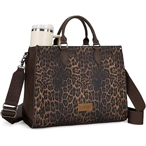 Wrangler Laptop Tote Bag for Women 15.6" Leather Work Bag with Cup Holder