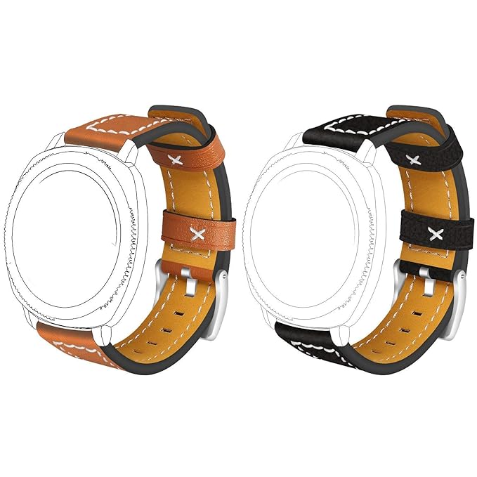 ECSEM 2pcs para Fossil Q Control bandas de repuesto de cuero ...