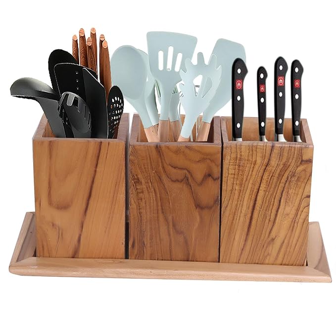 Willart Wooden Multipurpose Kitchen Utensil Cutlery Caddy Cooking