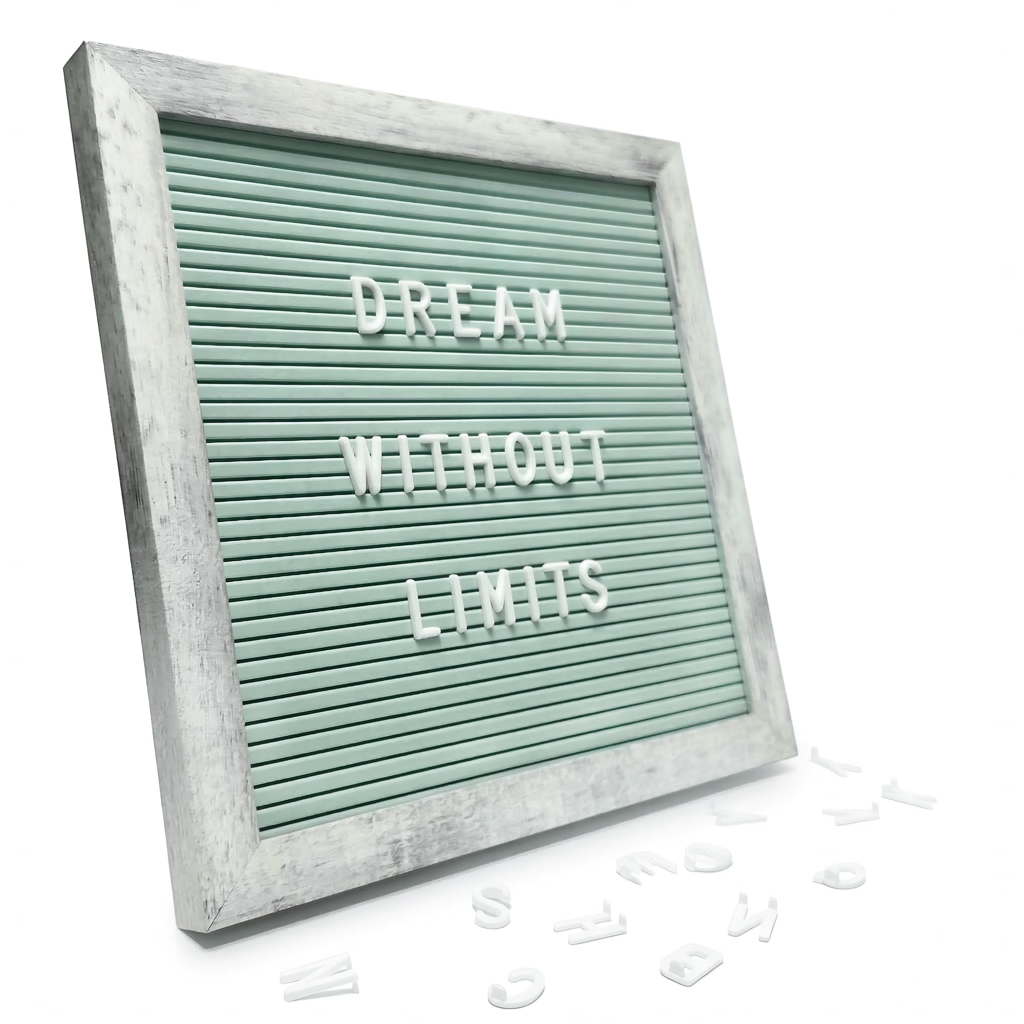 Changeable Felt Letter Board 25 × 25 cm – Turquoise Felt with Rustic Wood Frame, 336 Letters, Symbols & Emojis – Perfect for Home, Office, Baby Showers & New Birth Announcements — image 1