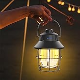 JINIU Rechargeable LED Camping Lantern, Mini Retro Portable Waterproof Lantern, 1000LM, 3 Light Modes (2700-6500K) Stepless Dimming Brightness, Hanging Tent Light for Camping, Power Outages