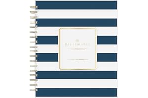 Blue Sky Day Designer 2024 Daily and Monthly Planner, 8" x 10", Frosted Cover, Wirebound, Navy Stripe (142098-24)
