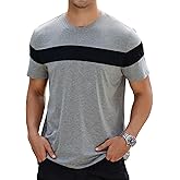 Hardaddy Men's Short Sleeve Tee Color Block Crew Neck Pullover Casual Basic Shirts