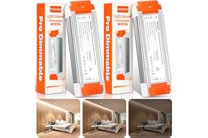 VEURCHY 60W Dimmable LED Driver 12V DC Triac Constant Transformer, 120V AC to 12 Volt DC Lighting Low Voltage Power Supply, LED Light Transformer for Kitchens, Cabinets, Bedrooms 2 Pack
