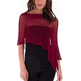 SHU-SHI Womens Sheer Knit Poncho Shrug Lightweight Cover Up One Size Fits Most