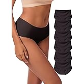 ecora Womens Mid-Waist Underwear Full Coverage No Show Seamless Comfortable Brief Panties 6 Pack