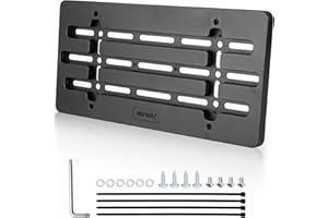 RED WOLF Front License Plate Bracket Holder Frame Tag Universal for Car Truck Van SUV with 6 Screws and Wrench Kit Black Easy