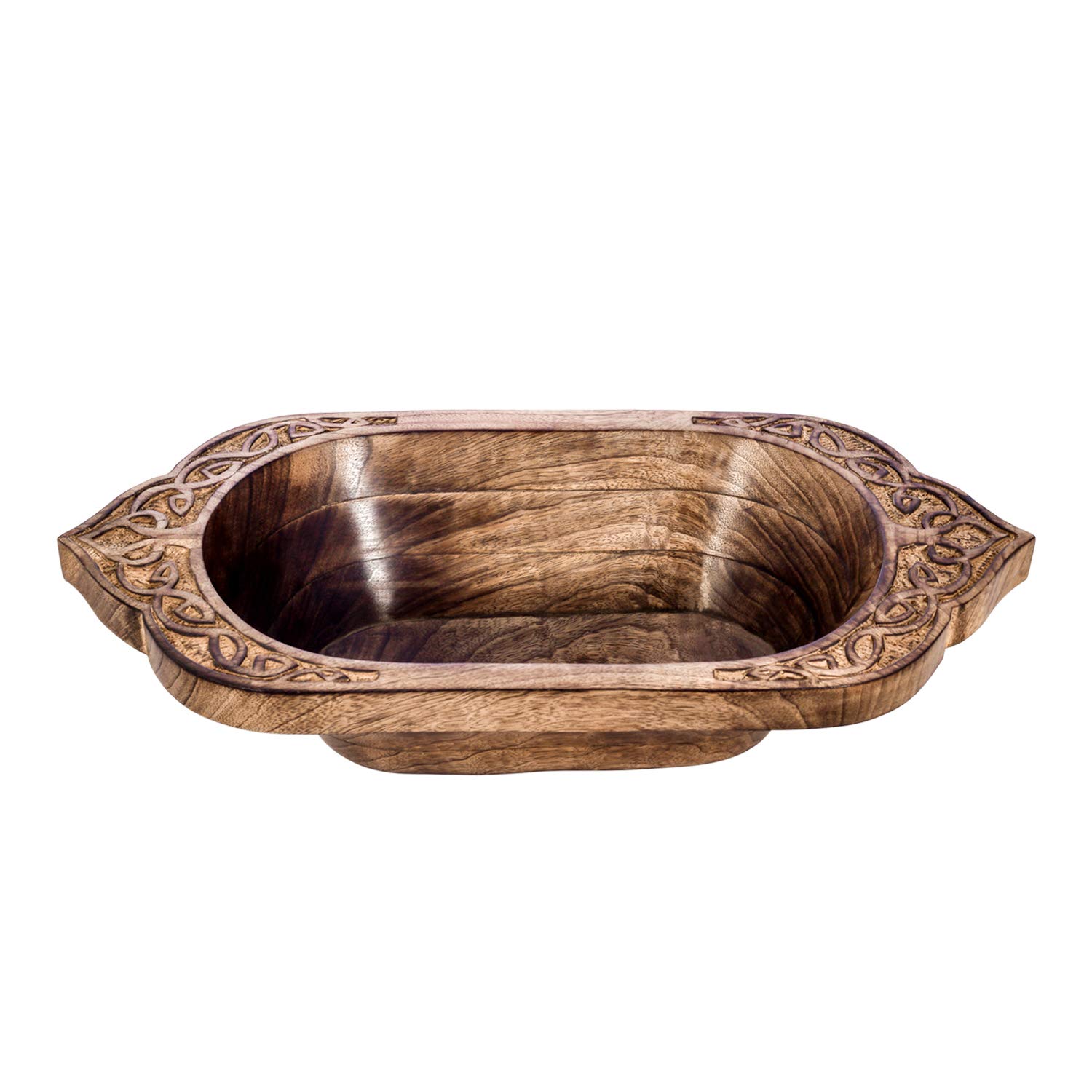 Divit Shilp Natural Wooden Tray, Serving Bowl for Salad, Veggies and Fruits, Large Deep Tray for Family, Party. (Viking Bowl)