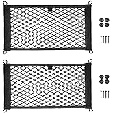Seepong 2 Pack Large Cargo Net for Trunk, RV, Boats Storage Mesh Pocket Net with 4 Mounting Screw and Builtin Hooks 18 x 9.8 
