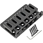 Musiclily Basic 52.5mm Fixed Hardtail Saddle Dual Load Guitar Bridge Black | 2-1/16 inch, for 6 String Fender Strat Tele Style Electric Guitar