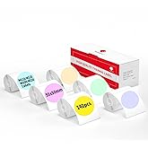 6-Roll Phomemo Color Round Label 1.96"x1.96"(50x50mm), Compatible with Phomemo M110/M120/M200/M220/M221 Label Printer, Self-Adhesive Thermal Labels, 140PCS/Roll