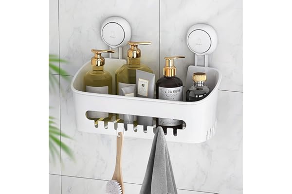 Shower Caddy Suction Cup Shower Shelf Suction Shower Basket One Second Installation NO-Drilling Removable Powerful Suction Sh