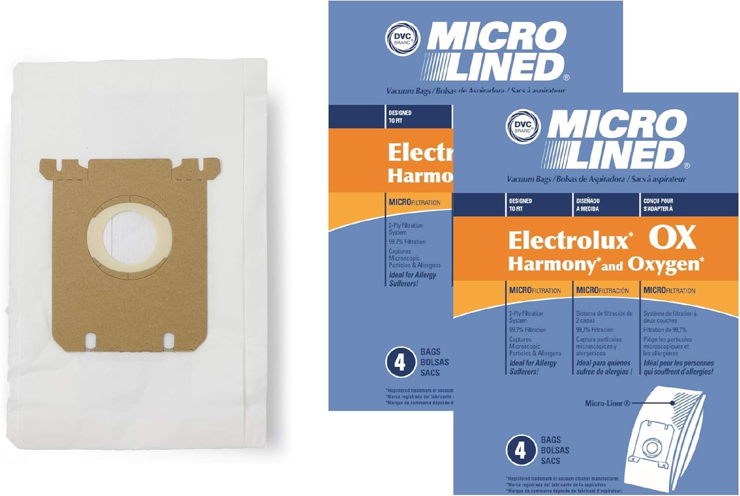 DVC Micro-Lined Paper Replacement Bags Fit Eureka, Electrolux, Sanitaire Style OX, Style S, 61230F - 8 Bags