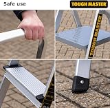 TOUGH MASTER 5 Step Aluminium Folding Ladder EN131 Anti Slip Handrail 150kg view 6
