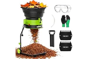 SOYUS Electric Leaf Mulcher & Shredder Bladeless, 15Amp 8400RPM Motor for 18∶1 Reduction Ratio - Mulch up to 55 Gallons per Minute, 5-Level Adjustable Control Dial