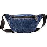 amokk Canvas Fanny Pack for Kids Crossbody Waist Bag for Unisex Toddler Boys Girls (Dark Denim)
