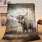 SweetFox Highland Cow Blanket Highland Cattle Decor Animal Throw Blanket Gifts for Girls Boys Super Warm Soft Plush Fleece Flannel Winter Couch Bedding Blankets for Kids Adults Women Men 50"X40"