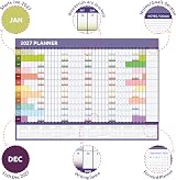 evelay 2027 Wall Planner A3 Full Year to View Rainbow UK Calendar view 3