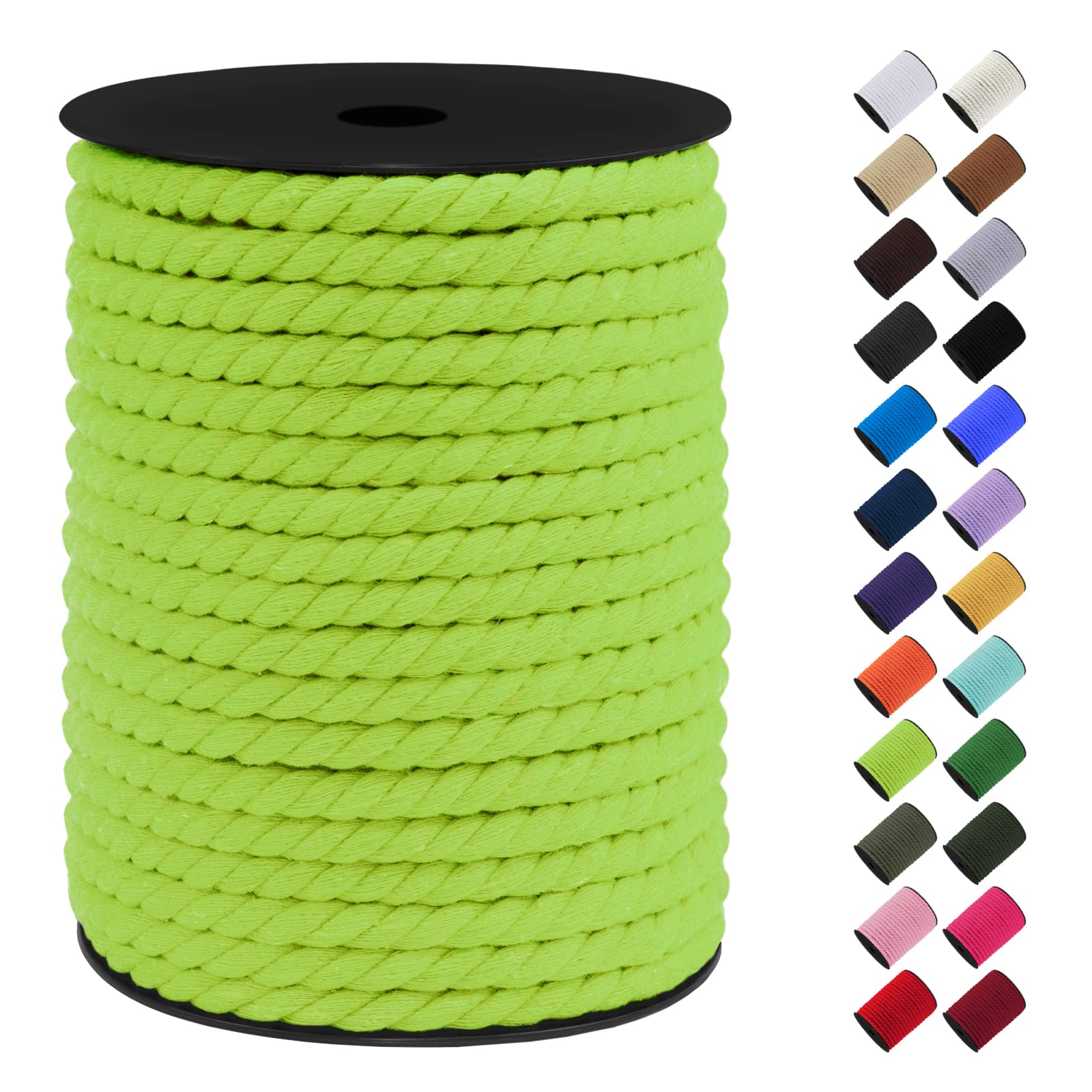 LEREATI 8mm Macrame Cord, 131 Feet Thick Macrame Rope Yarn Natural Cotton Cord Macrame String, Soft Craft Rope for Wall Hanging, Plant Hangers, Garden, DIY Crafting Decoration (Fruit Green)