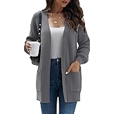 LILBETTER Women's Loose Open Front Cardigan Long Sleeve Casual Lightweight Soft Knit Sweaters Coat with Pockets