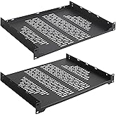 RIVECO 2 PCS 12” Rack Shelves for 19 inches Network Rack & Cabinets, 1U Rack Mount Shelf Vented Cantilever Tray, for Server, IT & Sound Equipment